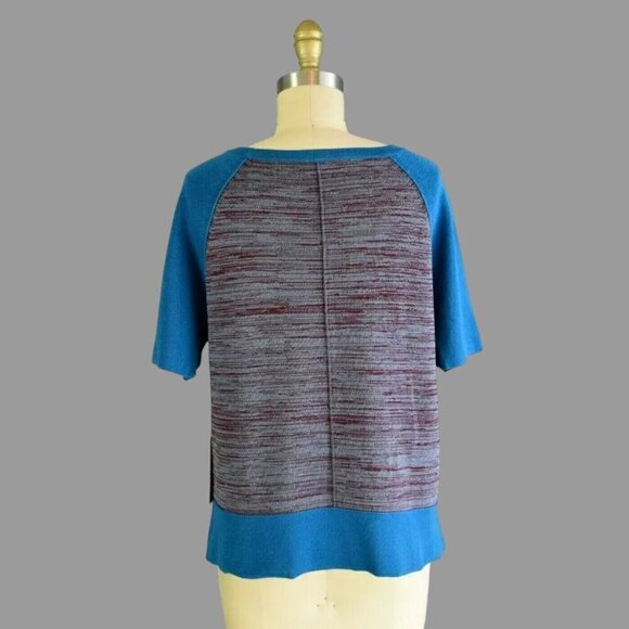 SI-IAE NWT STRIPED COLORBLOCK SHORT SLEEVE SWEATER - Picture 5 of 7